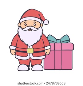 santa claus with big gift box. Christmas season present