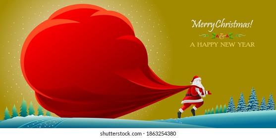 Santa Claus with a big red sack full of gifts