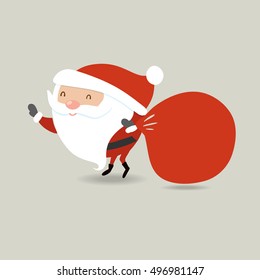 Santa Claus with big red sack. 