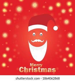 Santa Claus with big signboard. Merry Christmas and Happy New Year! Holiday greeting card. Isolated vector illustration.