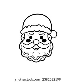 Santa Claus black vector icon on a white background, mustache, happy, Christmas, New Year