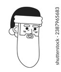 Santa Claus black and white black and white 2D vector avatar illustration. Father Christmas. Saint Nicholas outline cartoon character face isolated. Winter spirit flat user profile image, portrait