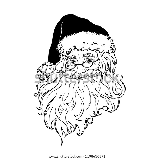 Santa Claus Black White Hand Drawn Stock Vector Royalty Free 1198630891