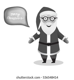 Santa Claus. Black and white. Vector illustration isolated on a white background. Concept art vintage black and white cartoon. Merry Christmas.