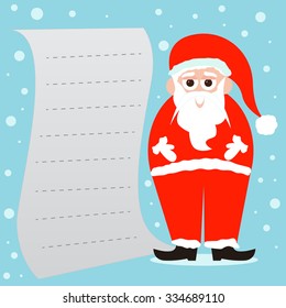 Santa Claus with a blank paper