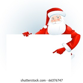 Santa Claus with a blank sign. Add your text.