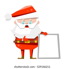 Santa Claus and blank space for inscription isolated on white background. The cartoon character. Vector illustration.