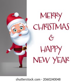 Santa Claus with Blank Space. Merry Christmas greeting card design. Cartoon vector illustration