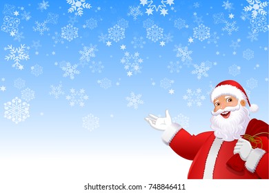 Santa Claus in a blue background