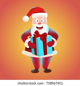 Santa Claus with blue box og gift or present