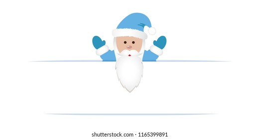 Santa Claus in blue clothes beckons vector illustration EPS10