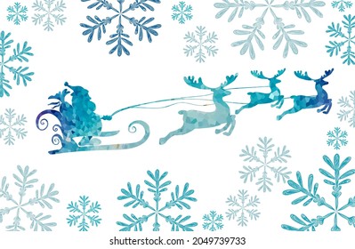 Santa Claus with blue deer. Vector illustration