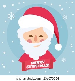 Santa Claus. blue merry christmas vectorized card 