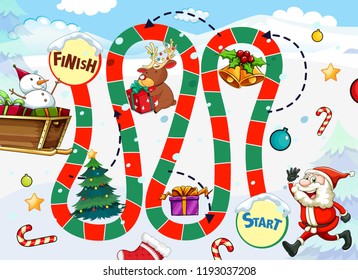 Santa claus board game template illustration