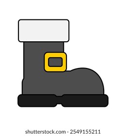 Santa Claus boot flat icon for Christmas graphic design. December winter season holiday symbol. Clip art color illustration editable vector in cartoon style.