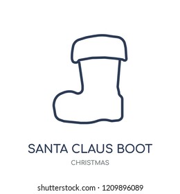 Santa claus boot icon. Santa claus boot linear symbol design from Christmas collection. Simple outline element vector illustration on white background.