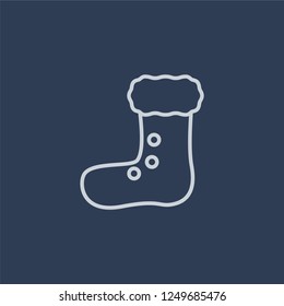 Santa claus boot icon. Santa claus boot linear design concept from Christmas collection. Simple element vector illustration on dark blue background.