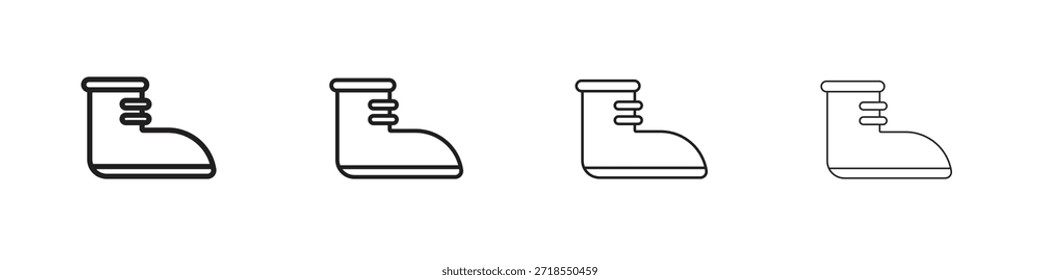 Santa claus boot icons, Set of linear icons. Black linear palm icons