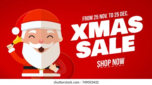 santa claus boxes gift banner place for text deer Christmas tree characters 2019