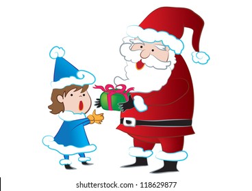 Santa claus and a boy