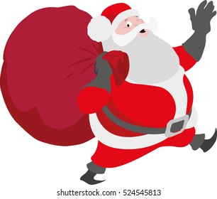 Santa Claus bringing the red sack with full of gifts