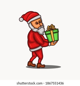 Santa Claus brings Christmas gifts. Suitable for invitation cards, landing pages, stickers, mugs and more