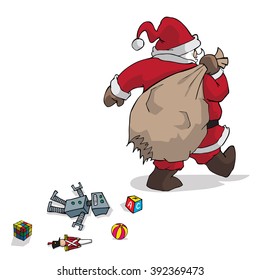 Santa Claus with broken bag
