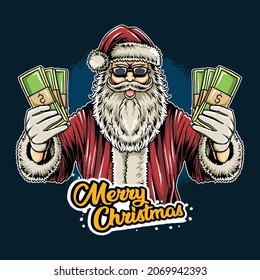 Santa Claus brought a lot of money to bring to the Christmas Eve party