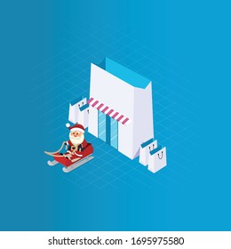 Santa Claus Buying Gifts From Showroom