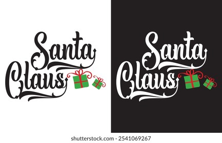 Santa Claus calligraphic text. Handwritten lettering illustration. Design for banner emblems, print photo overlays, posters, greeting card. EPS 10