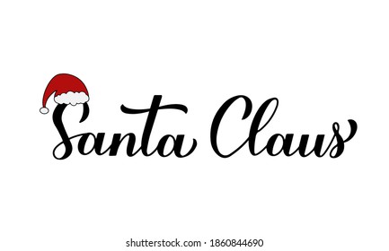 Santa Claus Calligraphy Hand Lettering Hat Stock Vector (Royalty Free ...