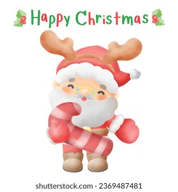 Santa Claus with candy can wear a reindeer headband vector	