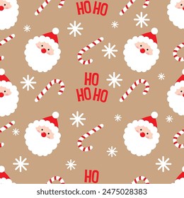 Santa Claus with Candy cane Pattern For Christmas Card or Bag design
