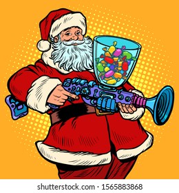 Santa Claus candy machine, Christmas and New year. Pop art retro vector illustration kitsch vintage drawing