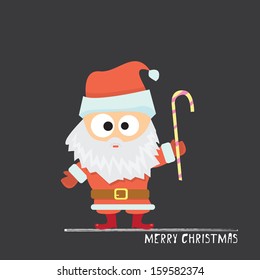 Santa claus with candy on black background. Vector illustration for christmas card.