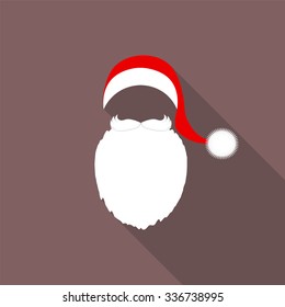 Santa Claus cap, beard and mustache