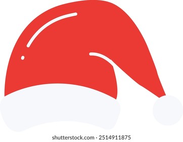 Santa Claus Cap Icon or Illustration for Christmas and Holiday-Themed Designs, Representing Festive Attire, Santa, and Winter Celebrations