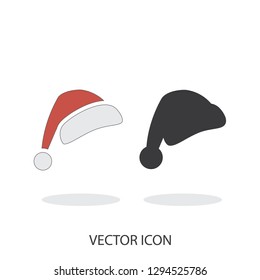 Santa Claus cap icon, linear sign, vector