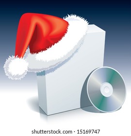 Santa Claus cap on a software box with CD.