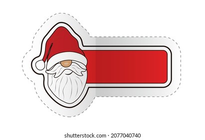 Santa Claus in a cap on a sticker with a red horizontal banner for your text