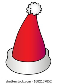 Santa Claus cap - vector full color illustration. Christmas or New Year's element - a hat with a pompom for a festive mood.