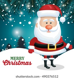 santa claus card merry christmas snowflake pine design