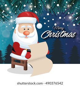 santa claus card pine landscape design graphic