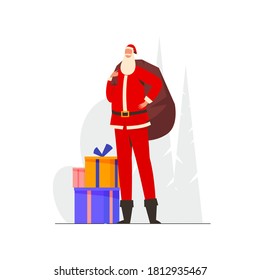 Santa Claus Carrying Bag Vector Illustration