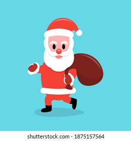 Santa Claus carrying a gift bag vector illustration