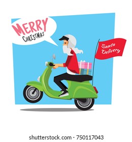 Santa Claus carrying gift  , Mary Christmas and Happy New Year