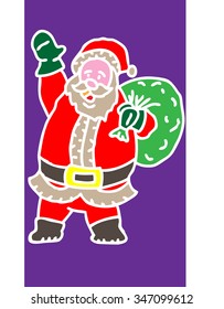 Santa Claus with carrying sack full of gifts cartoon
