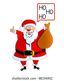 Santa Claus carrying sack over white