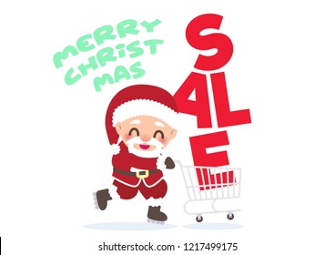 santa claus with cart promotion sale discount vector