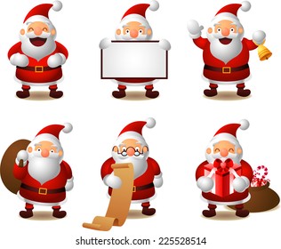 Santa claus cartoon action set